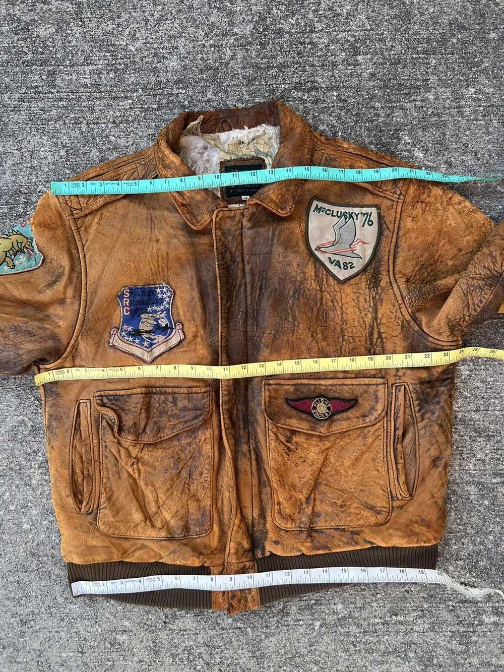 Leather Jacket × Military × Vintage Trashed 80s D… - image 3