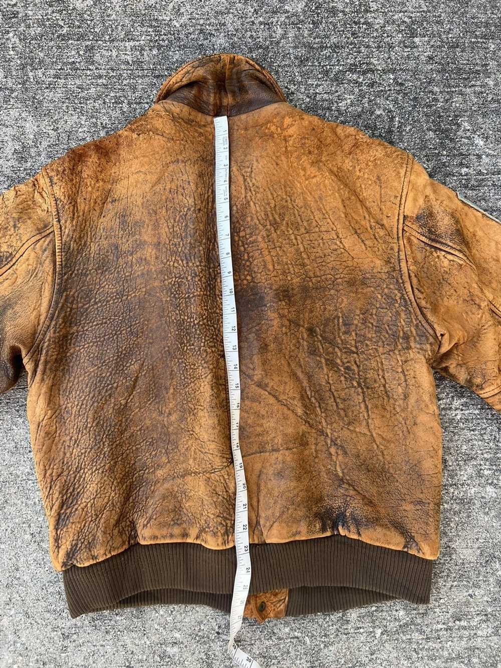 Leather Jacket × Military × Vintage Trashed 80s D… - image 5