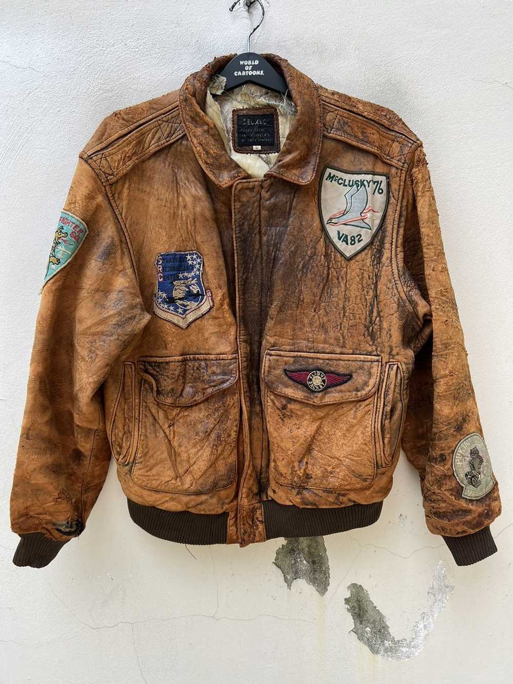 Leather Jacket × Military × Vintage Trashed 80s D… - image 6