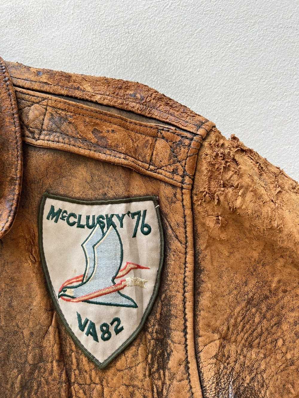Leather Jacket × Military × Vintage Trashed 80s D… - image 8