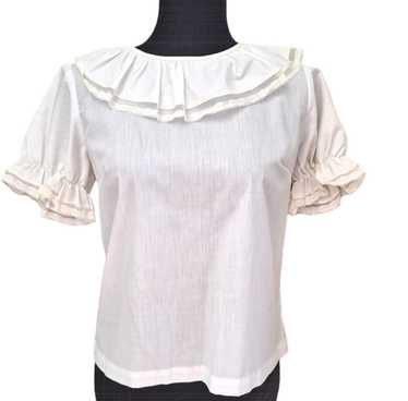 Vintage 60s White Peasant Blouse Size S/M - image 1