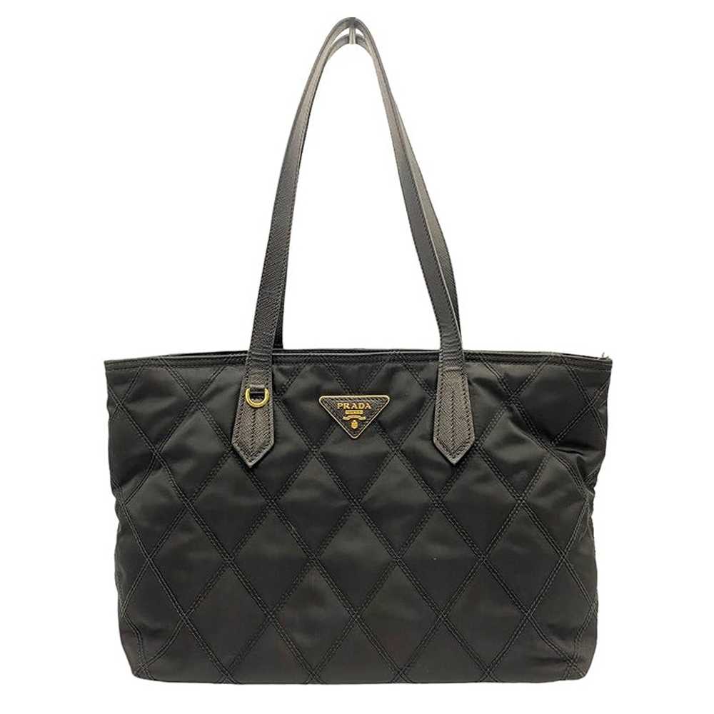 Prada Prada Quilted Tote Bag Nylon Leather Black - image 1