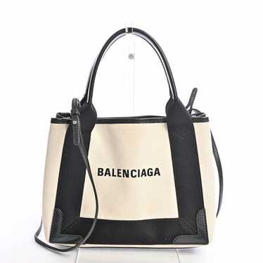 BALENCIAGA Navy Cabas Soft Calf Leather Black Tote| Women's Bag