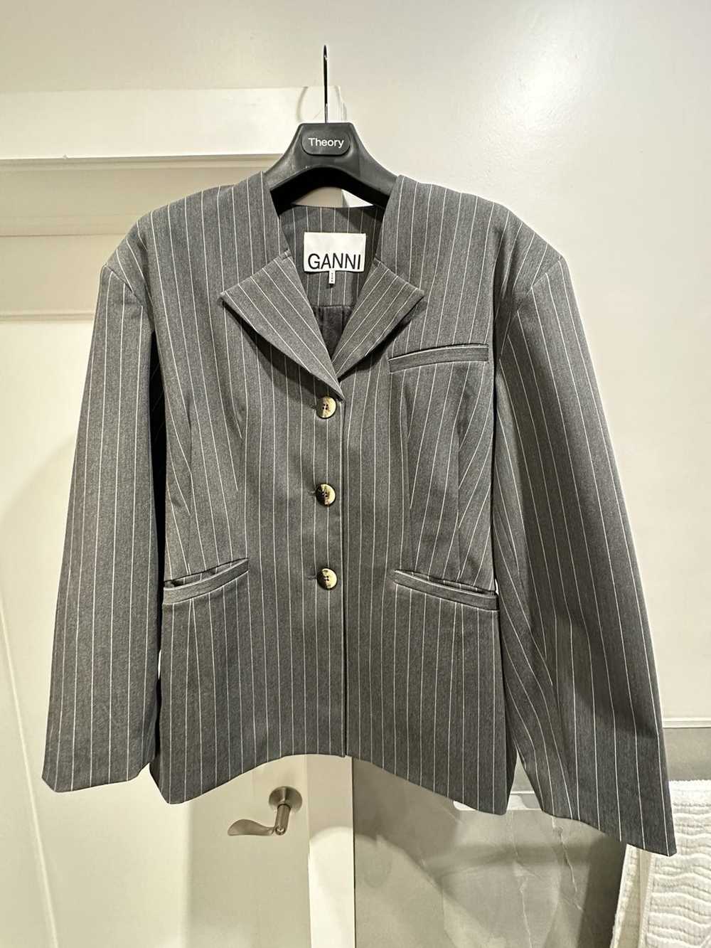 Ganni Ganni Pinstripe Blazer in Grey - image 1