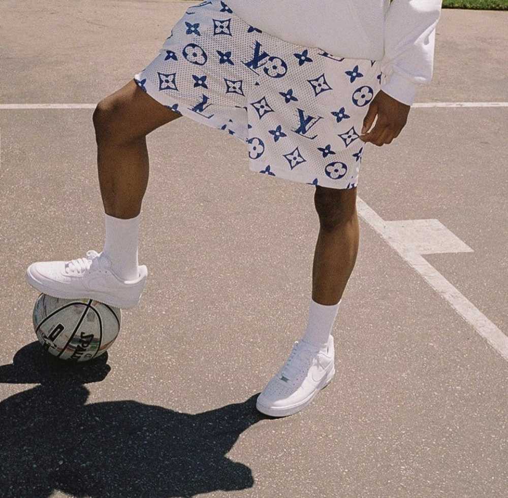 Shorts  Custom Louis Vuitton Va Print Blue Athletic Gym Mesh