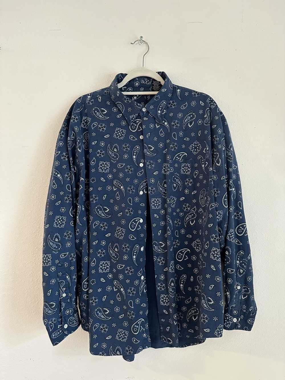 Vintage Blue Paisley Pattern Button Up - image 1