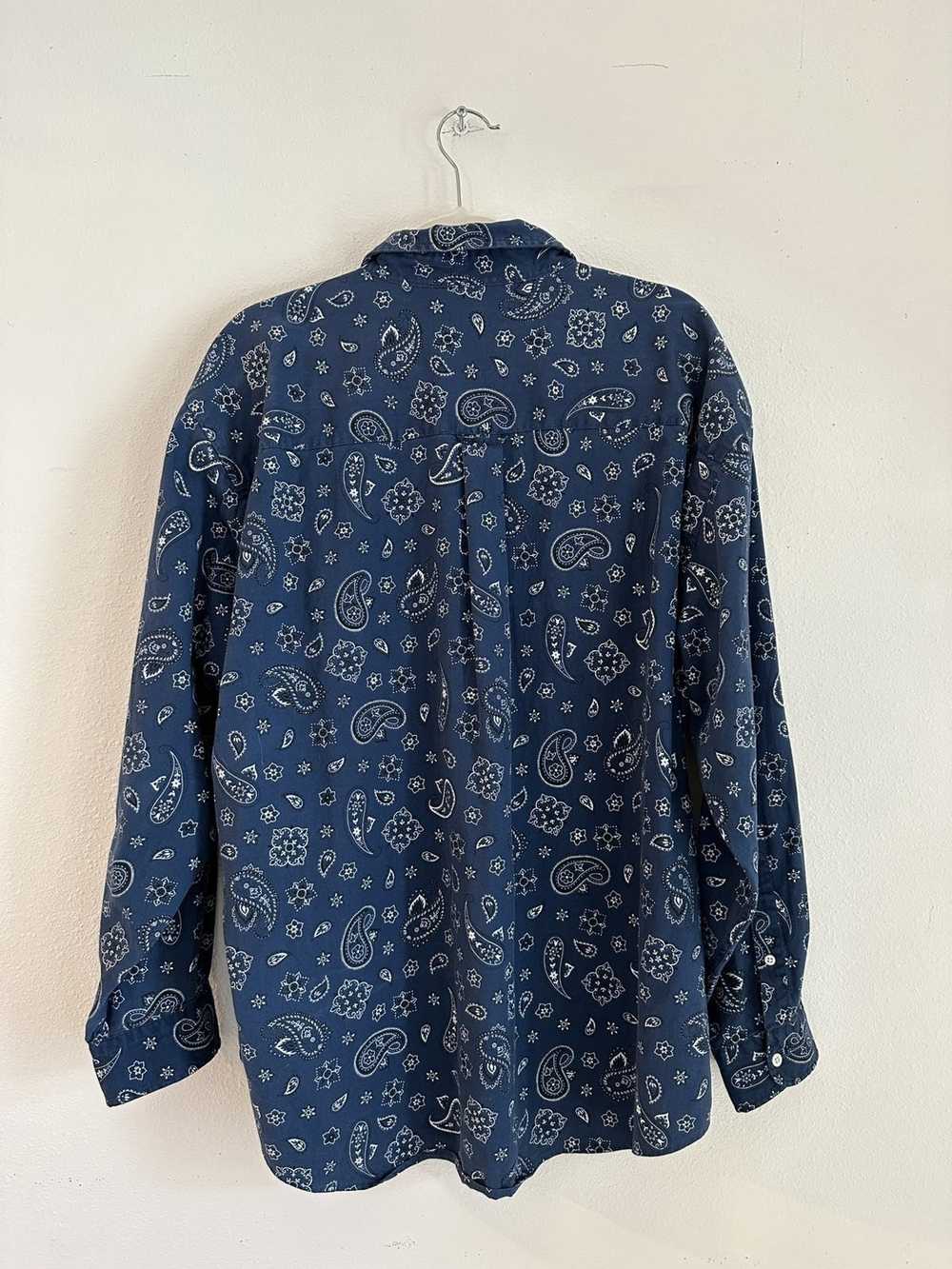 Vintage Blue Paisley Pattern Button Up - image 2