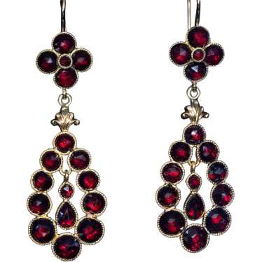 19th Century Antique Garnet Gold Earrings