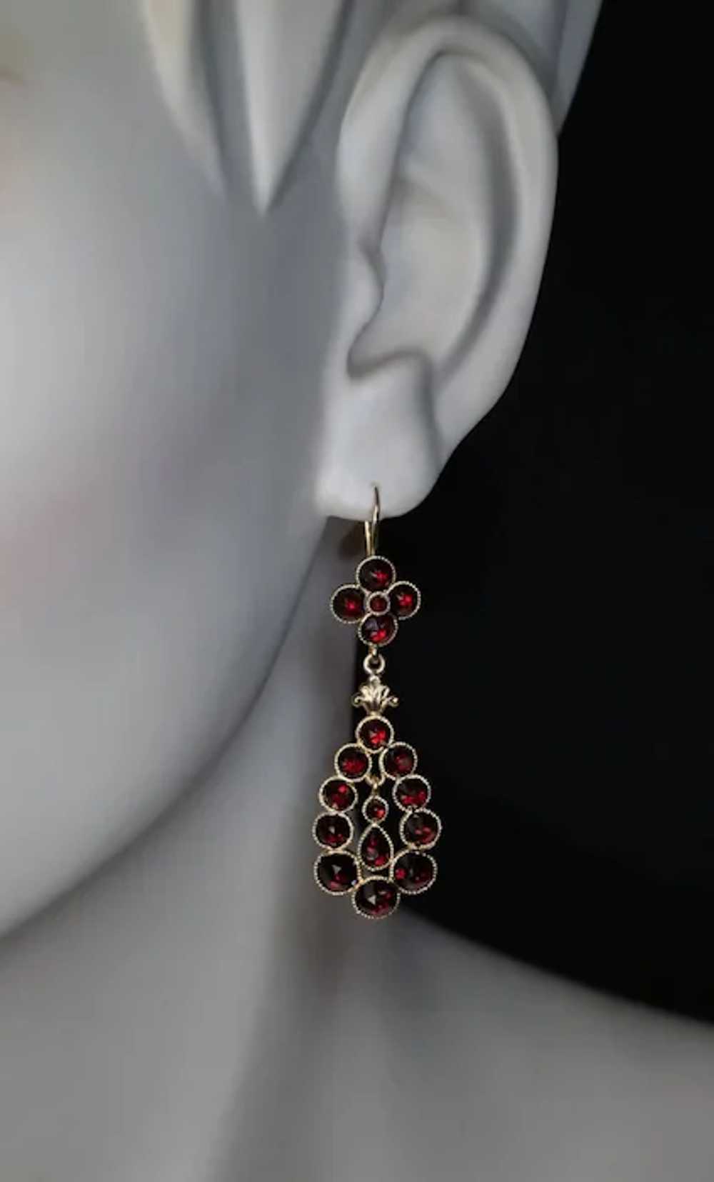 19th Century Antique Garnet Gold Earrings - image 2