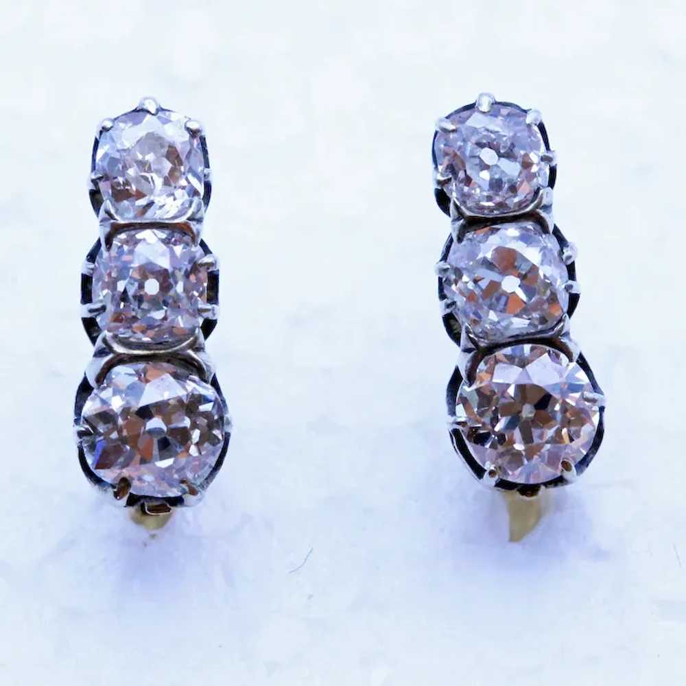 Vintage Earrings 18k gold and diamonds circa 1930… - image 2