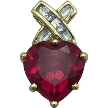 10K Lab Ruby and Diamond Pendant