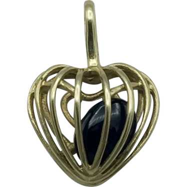 10K Sapphire Heart Pendant - image 1