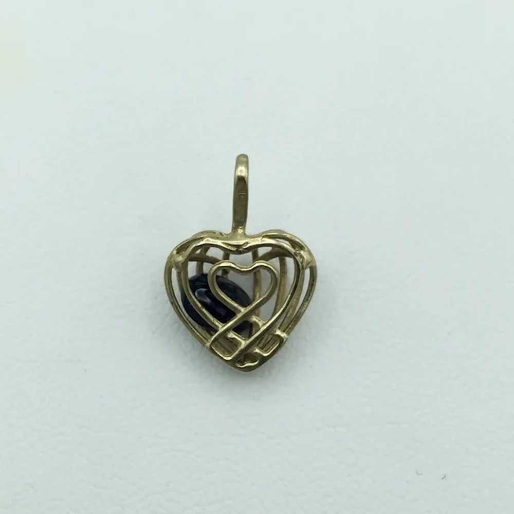 10K Sapphire Heart Pendant - image 2