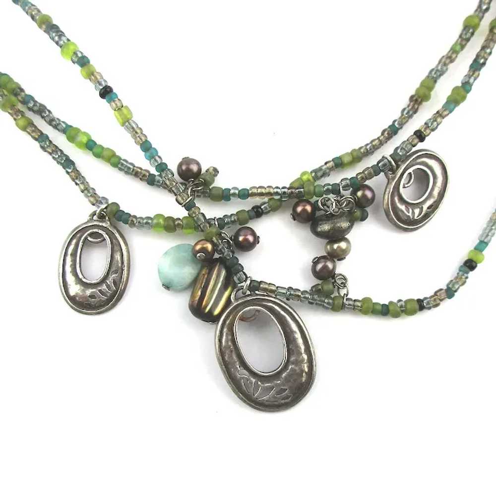 Free-Spirited Sterling Dangles Seed Beads Necklac… - image 5