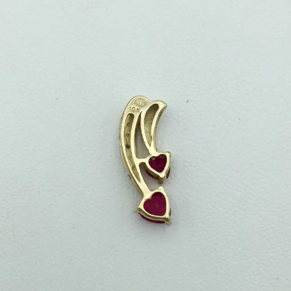 10K Lab Ruby and Diamond Pendant - image 2