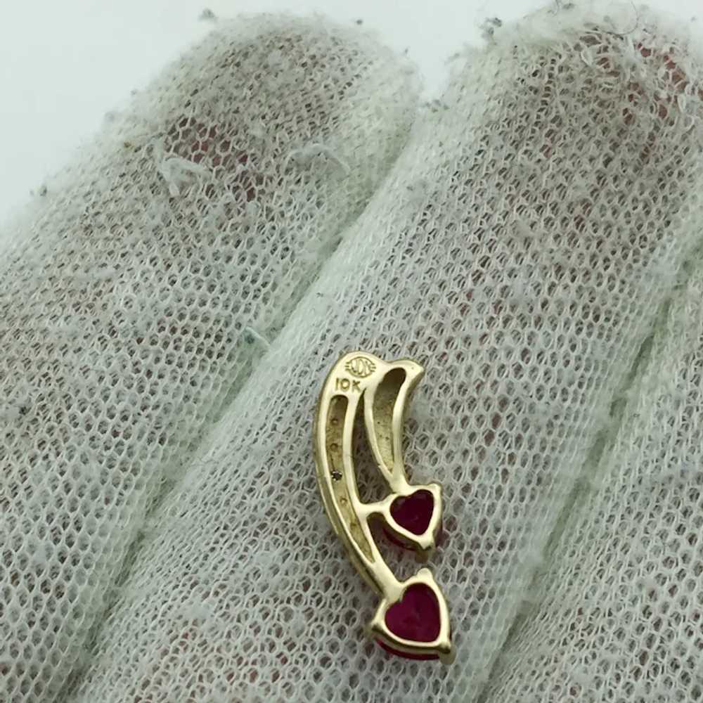 10K Lab Ruby and Diamond Pendant - image 3