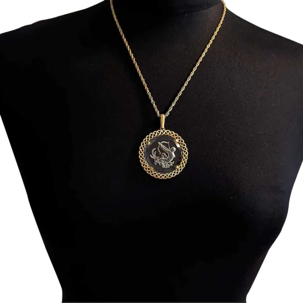 Vintage Trifari Sagittarius Pendant Necklace - image 1