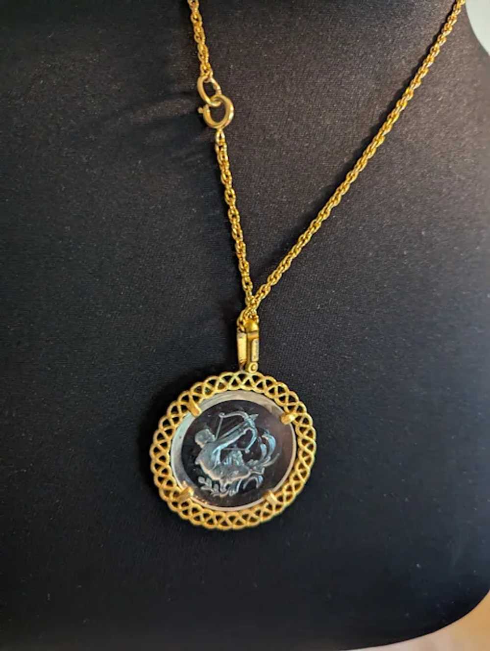 Vintage Trifari Sagittarius Pendant Necklace - image 3