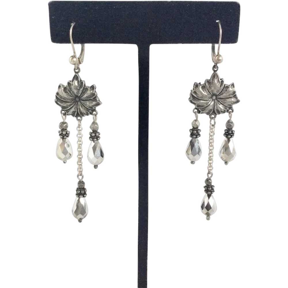 Exquisite Vintage Sterling and Crystal Dangle Ear… - image 1