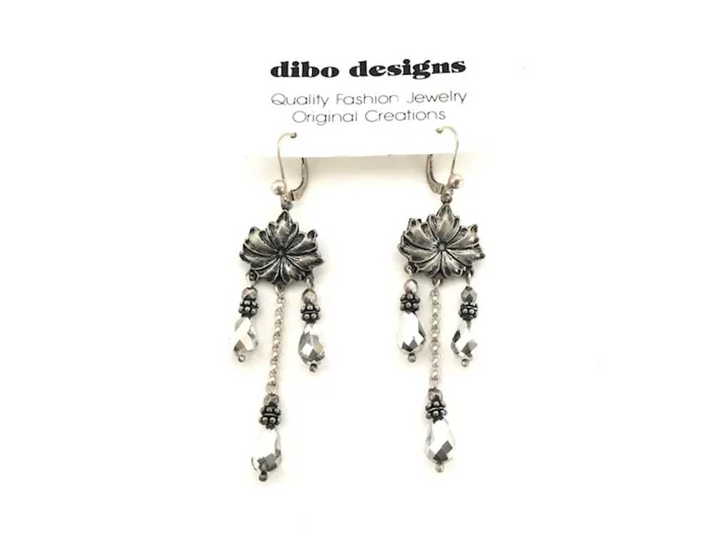 Exquisite Vintage Sterling and Crystal Dangle Ear… - image 3