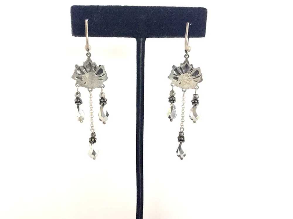 Exquisite Vintage Sterling and Crystal Dangle Ear… - image 4