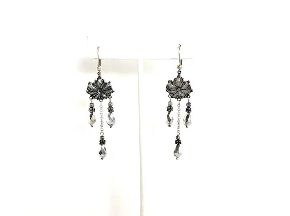 Exquisite Vintage Sterling and Crystal Dangle Ear… - image 6