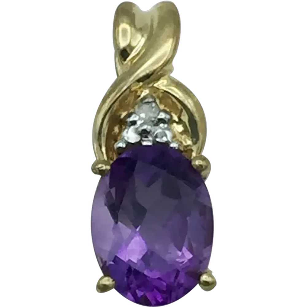 10K Amethyst and Diamond Pendant - image 1