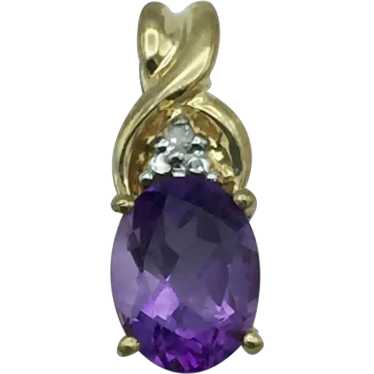 10K Amethyst and Diamond Pendant - image 1