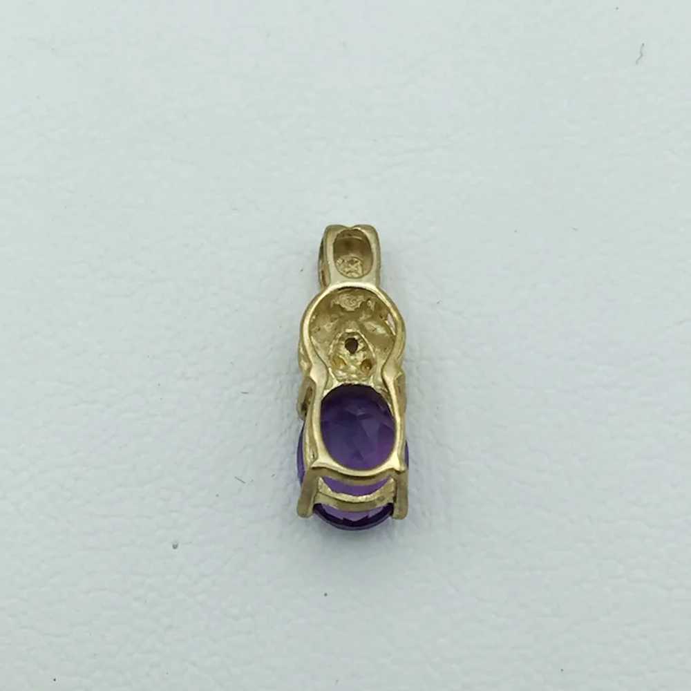 10K Amethyst and Diamond Pendant - image 2