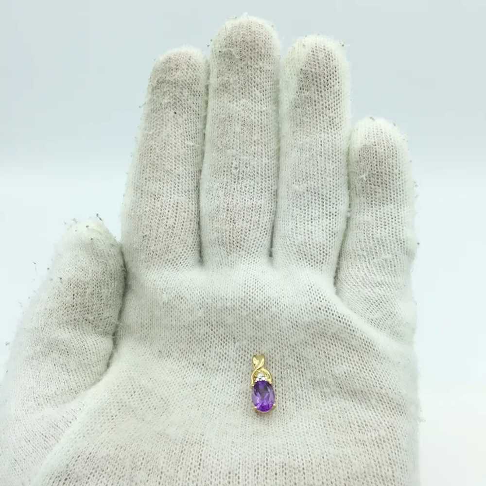 10K Amethyst and Diamond Pendant - image 4