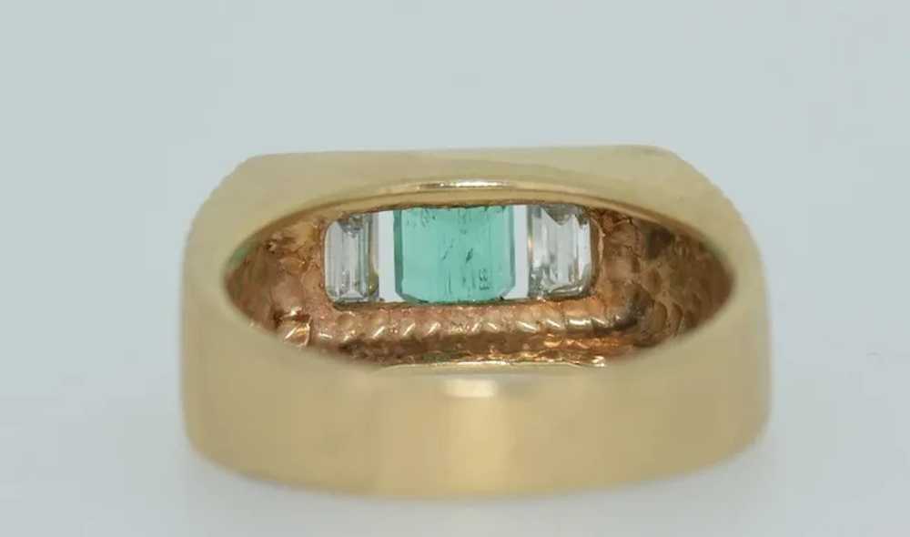 Retro 14K Emerald and Diamond Ring - image 5