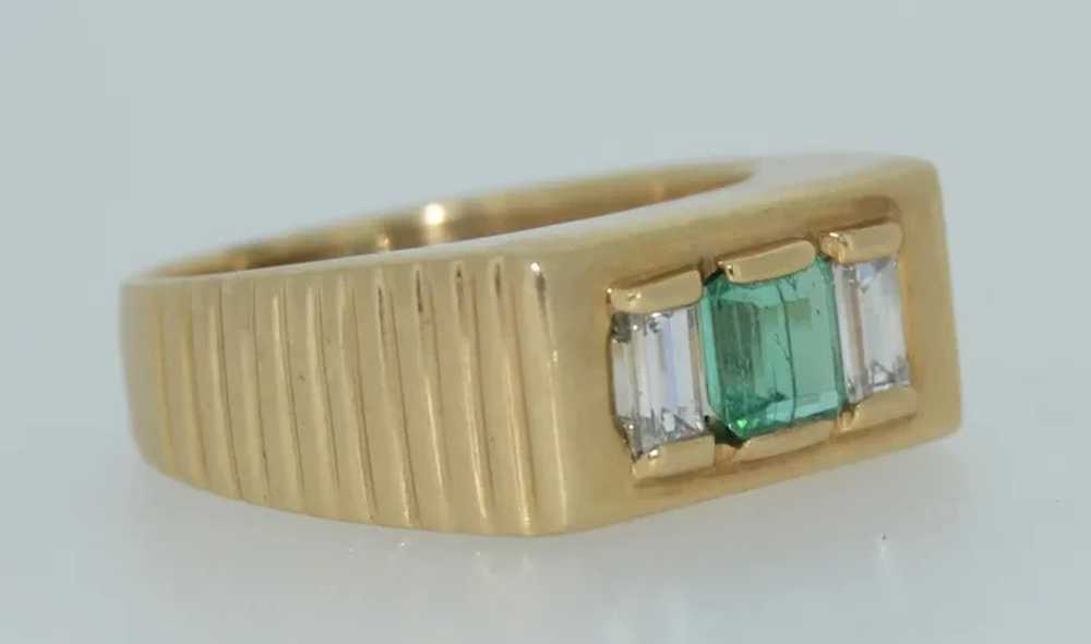 Retro 14K Emerald and Diamond Ring - image 7