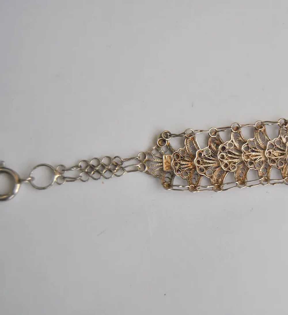 Art Deco Silver Filigree Bracelet Egyptian Handma… - image 11