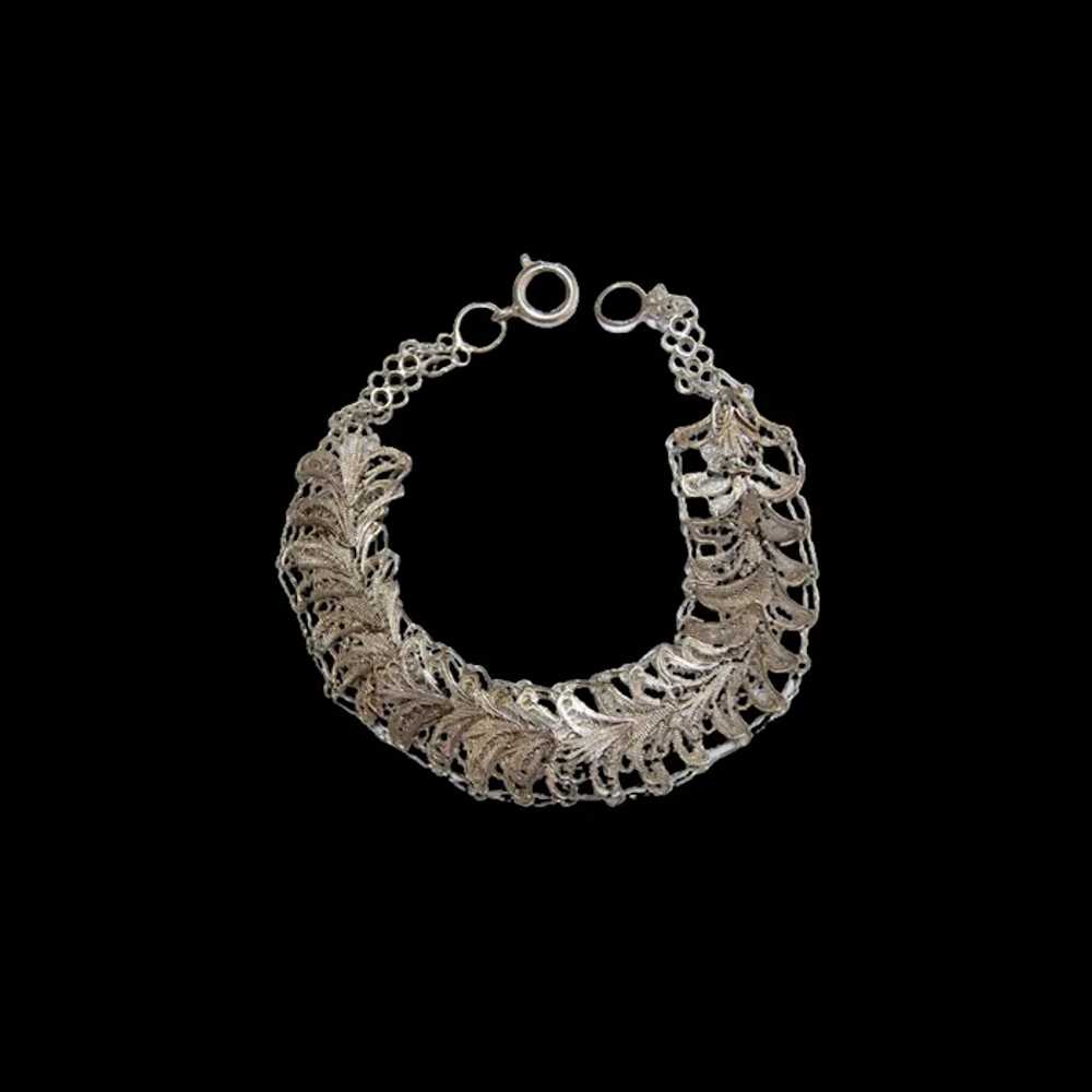 Art Deco Silver Filigree Bracelet Egyptian Handma… - image 3