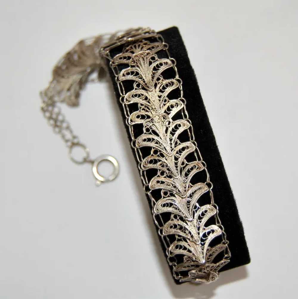Art Deco Silver Filigree Bracelet Egyptian Handma… - image 5