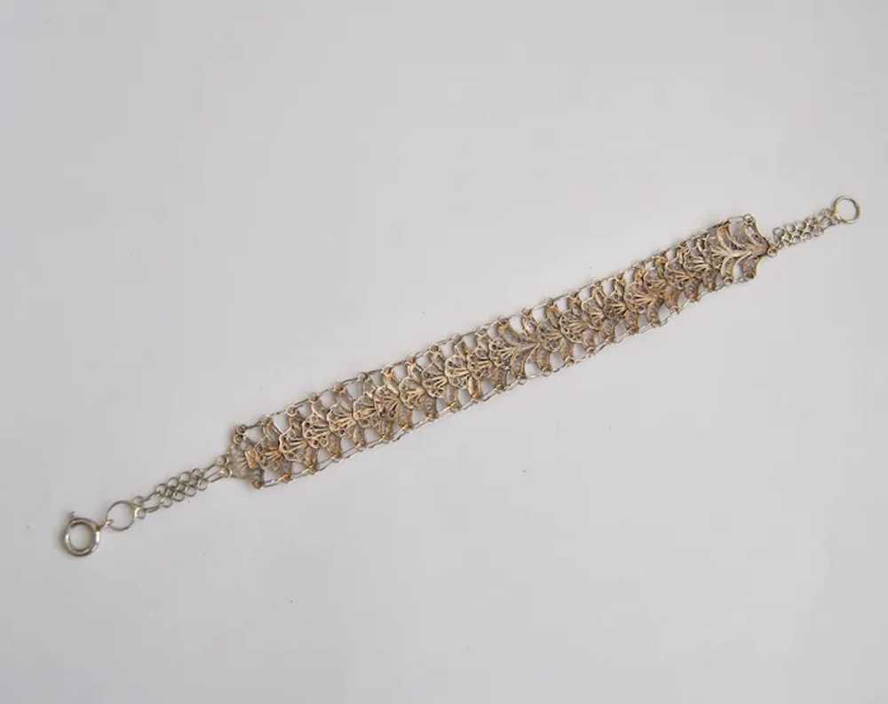 Art Deco Silver Filigree Bracelet Egyptian Handma… - image 9