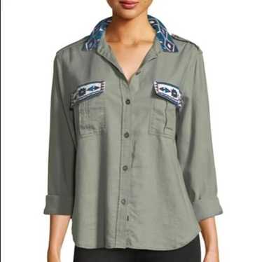 RAILS Kona Button-Front Linen Blend Embroidered O… - image 1