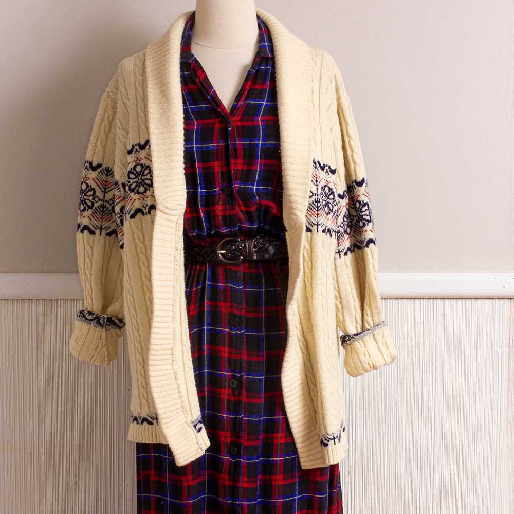 1980s Red and Blue Rayon Plaid Shirt Dress - image 9
