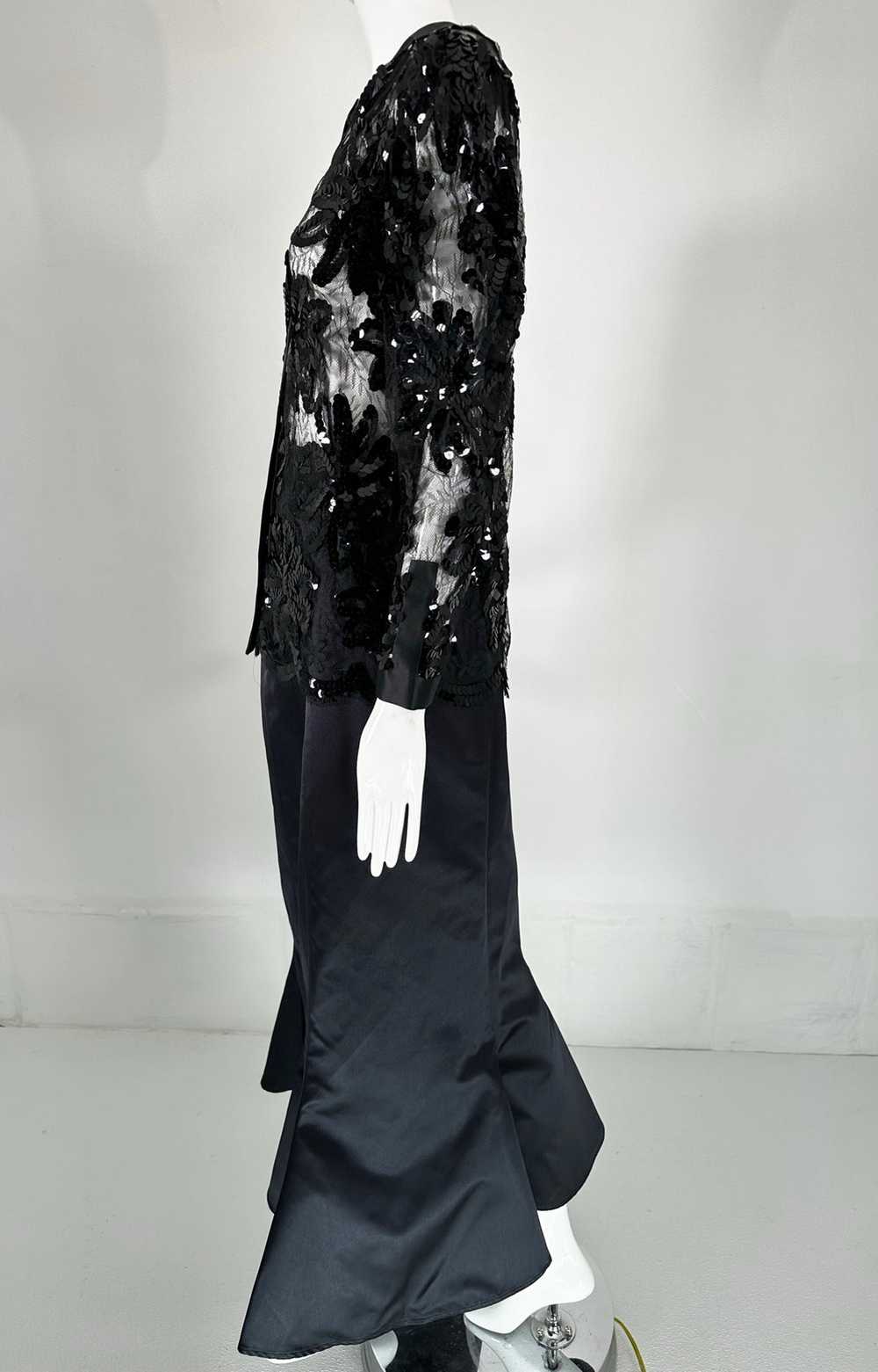 Adolfo Black Silk Sequins & Lace Jacket with Matc… - image 10