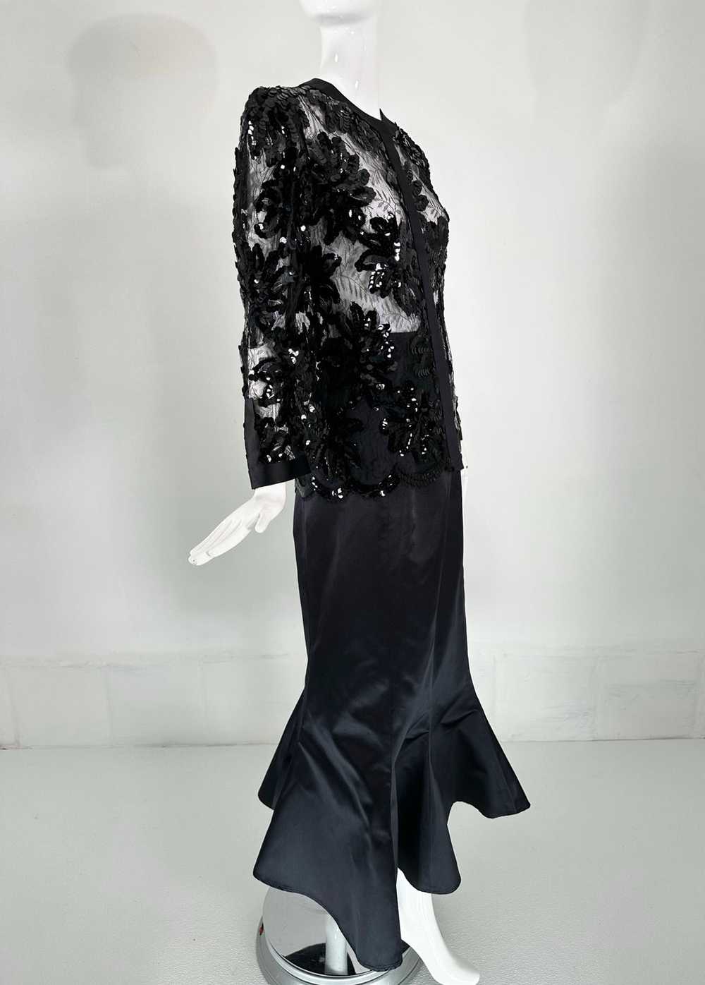 Adolfo Black Silk Sequins & Lace Jacket with Matc… - image 2