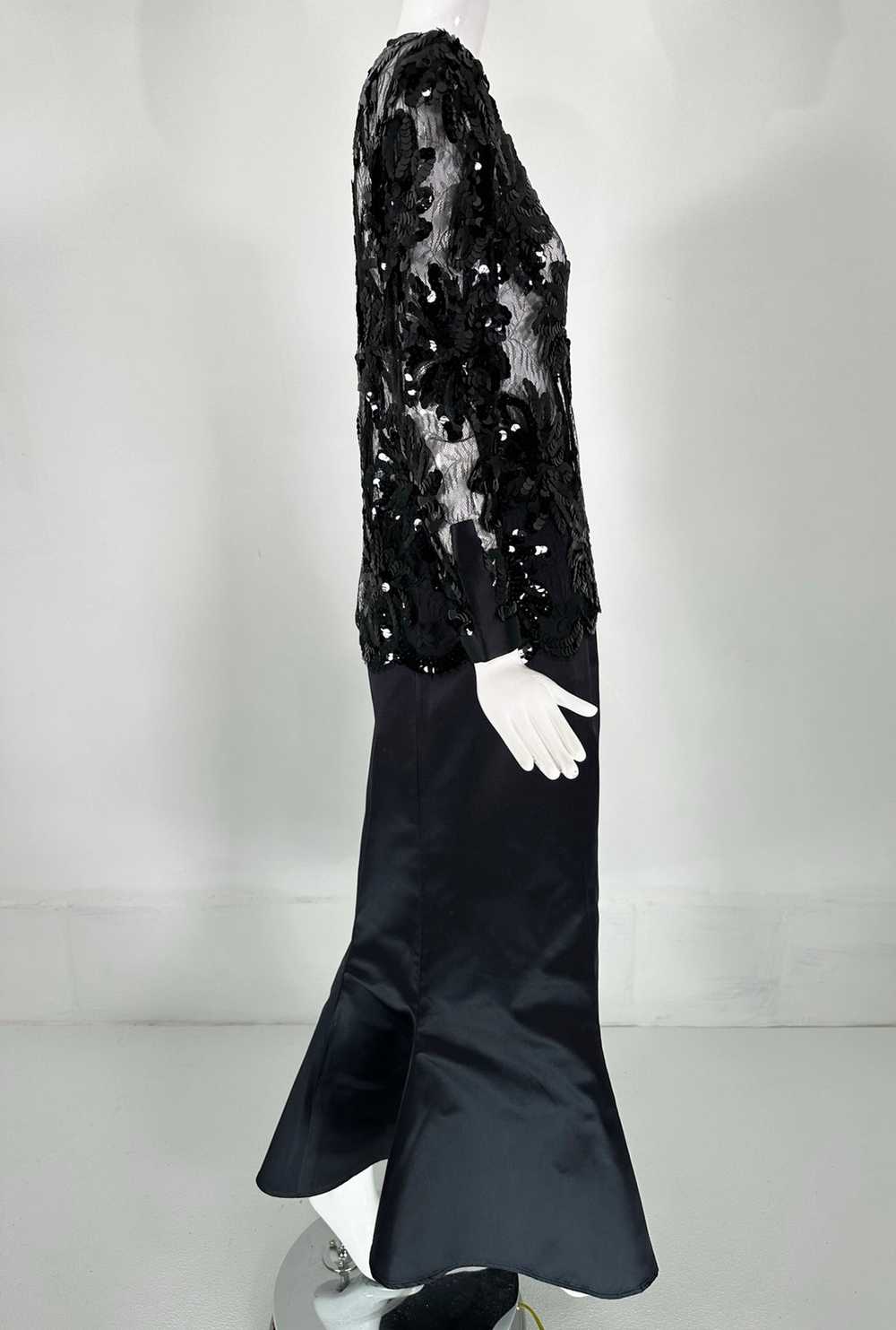 Adolfo Black Silk Sequins & Lace Jacket with Matc… - image 4