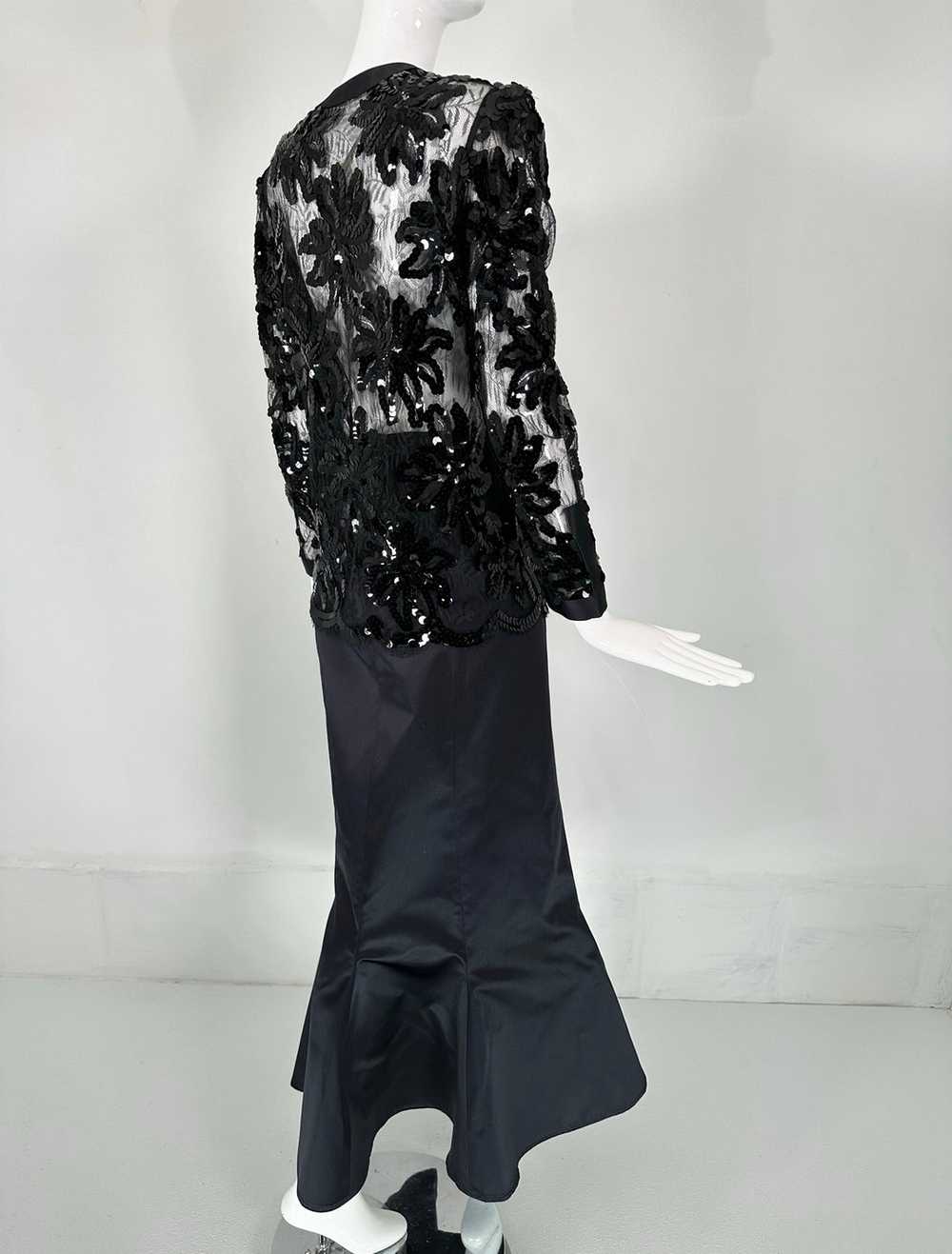 Adolfo Black Silk Sequins & Lace Jacket with Matc… - image 5