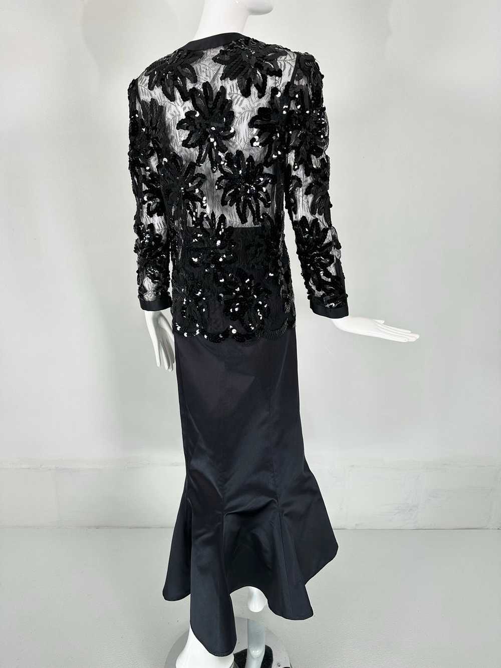 Adolfo Black Silk Sequins & Lace Jacket with Matc… - image 6