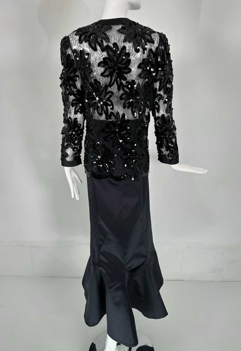Adolfo Black Silk Sequins & Lace Jacket with Matc… - image 7