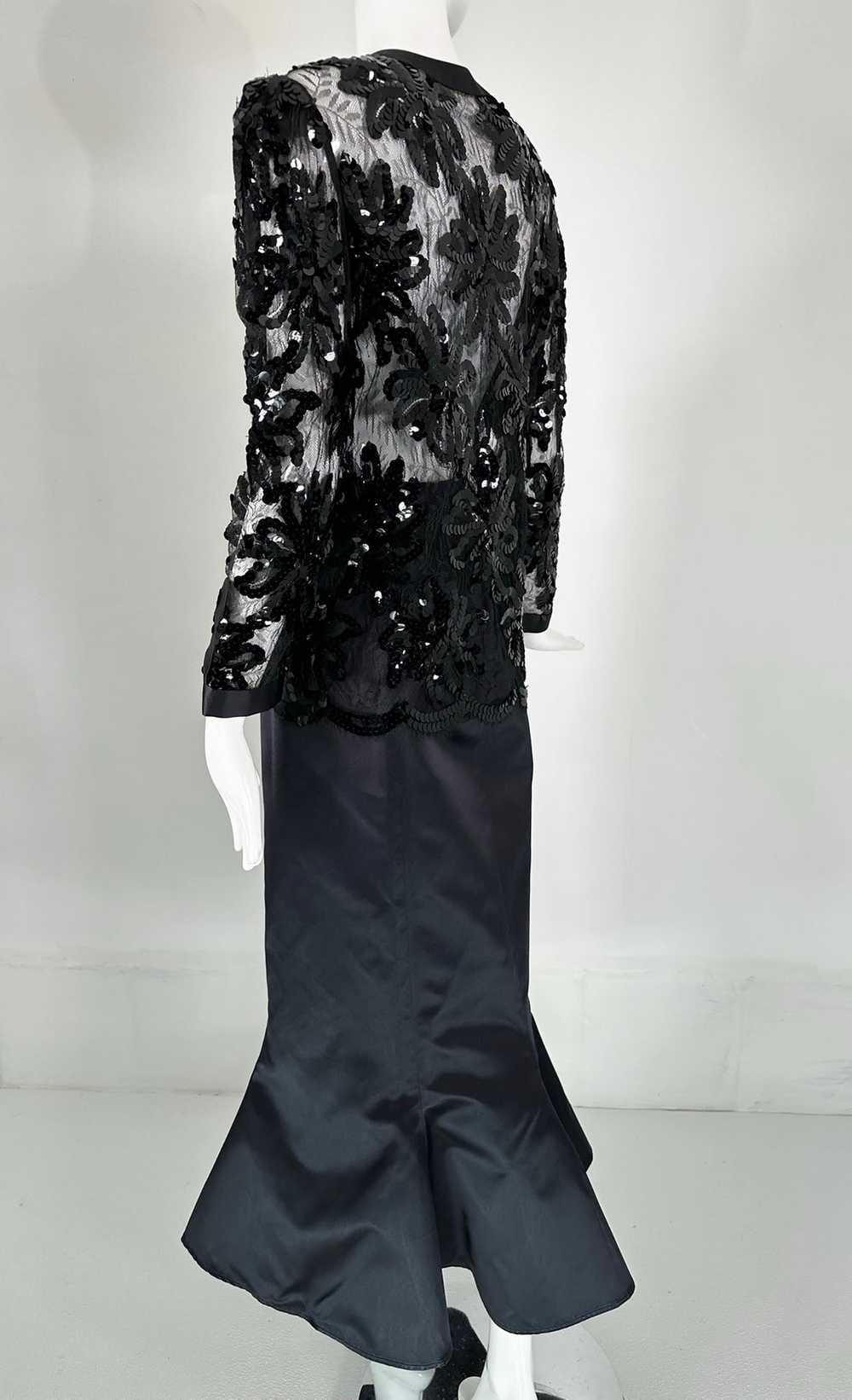 Adolfo Black Silk Sequins & Lace Jacket with Matc… - image 8