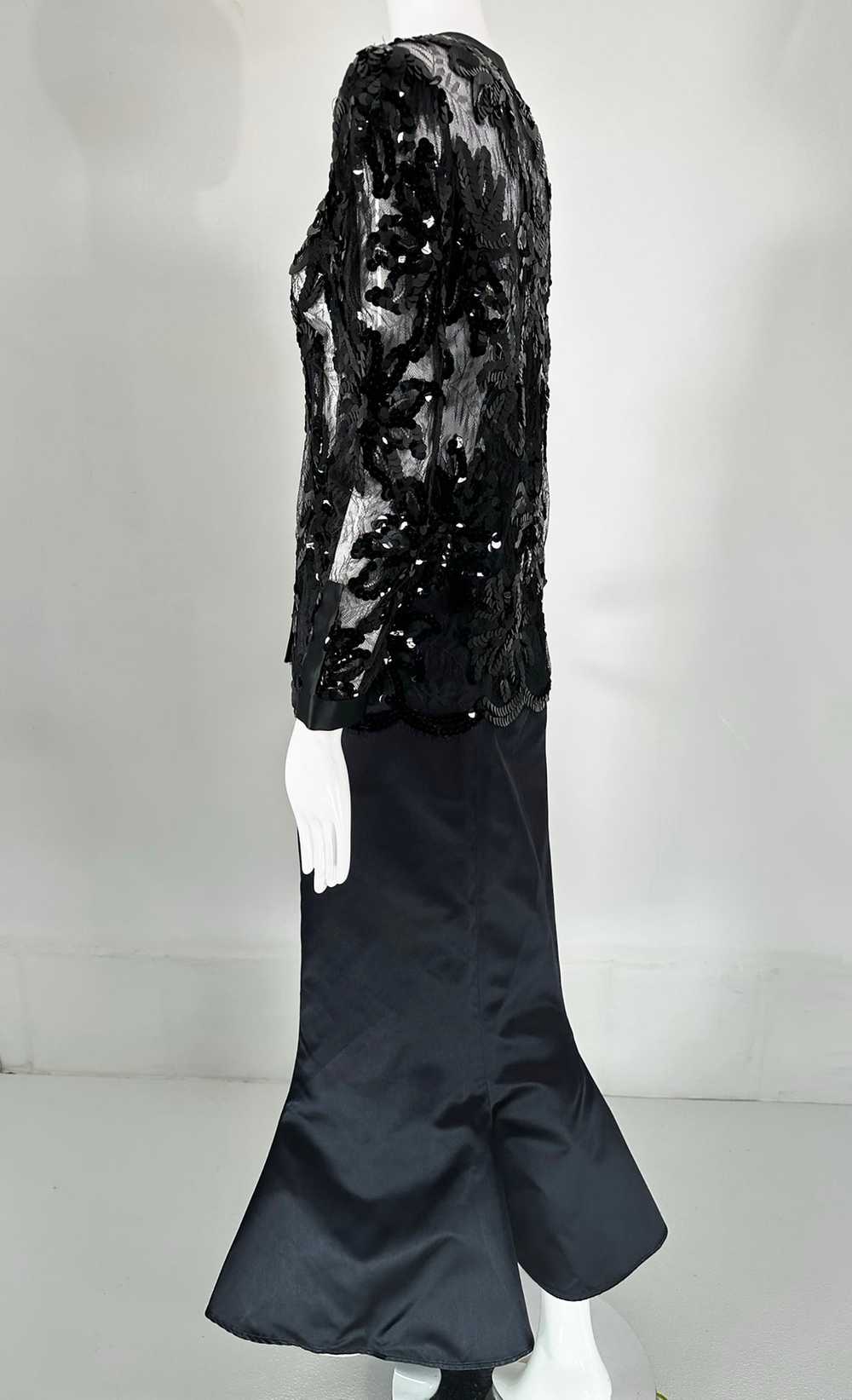 Adolfo Black Silk Sequins & Lace Jacket with Matc… - image 9