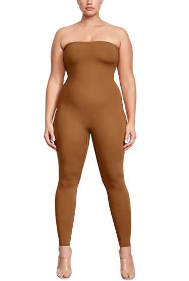 Skims Seamless Sculpt Strapless Shorts Bodysuit in Brown