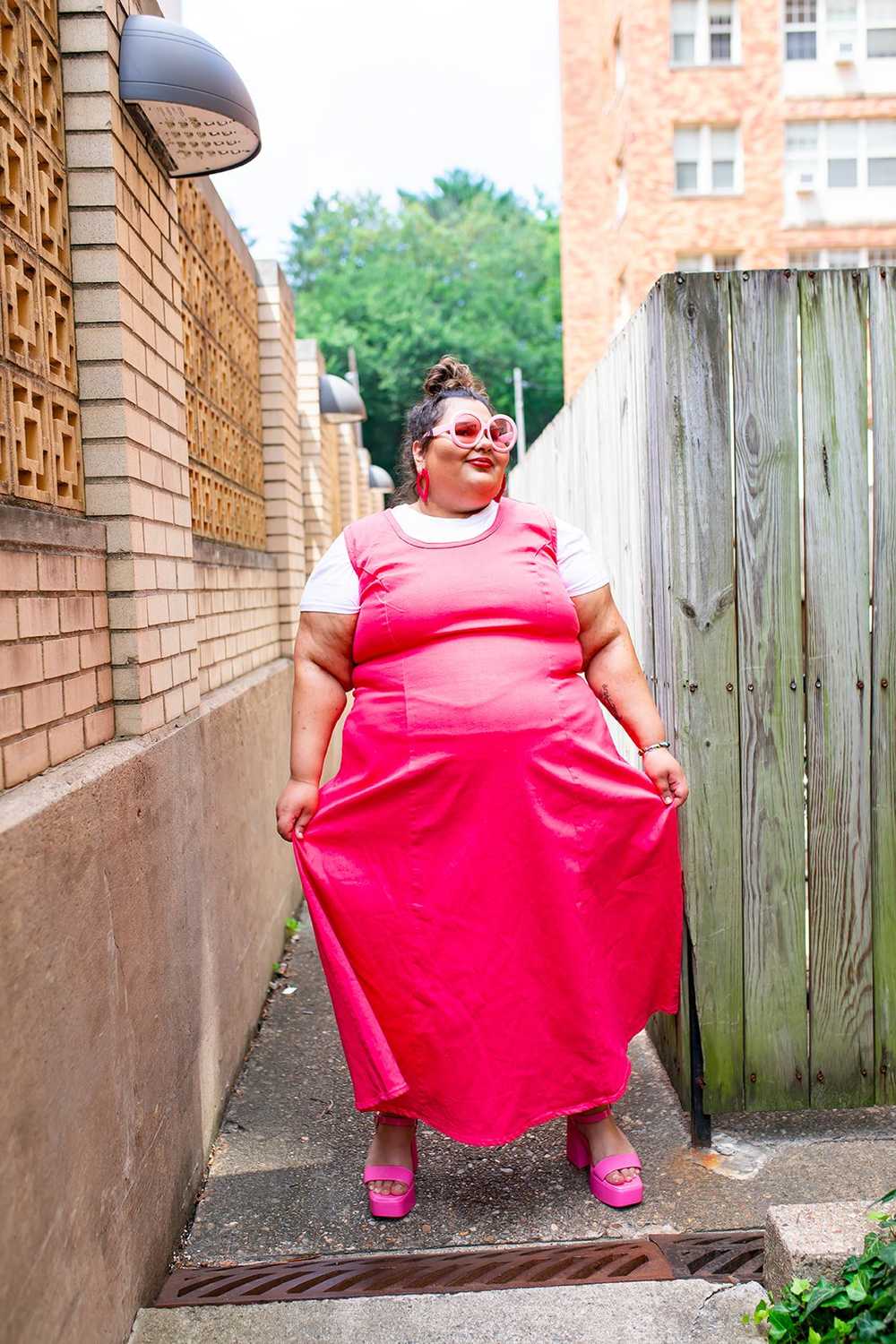 Sleeveless Pink Bold Statement Dress - image 4