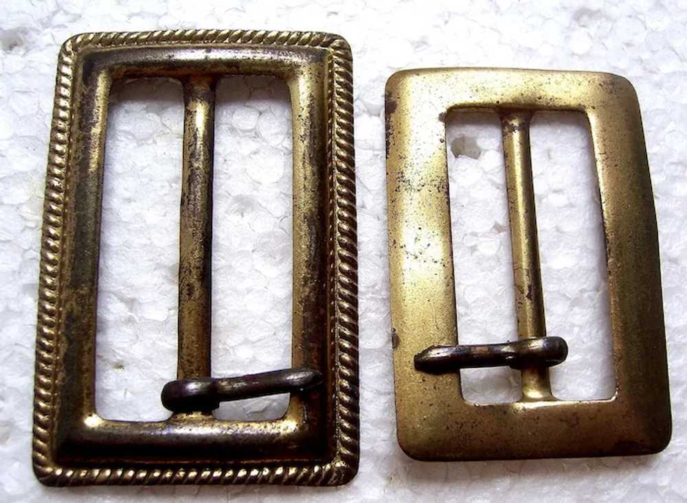 Two belt or sash buckles in gilded hammered brass… - image 2