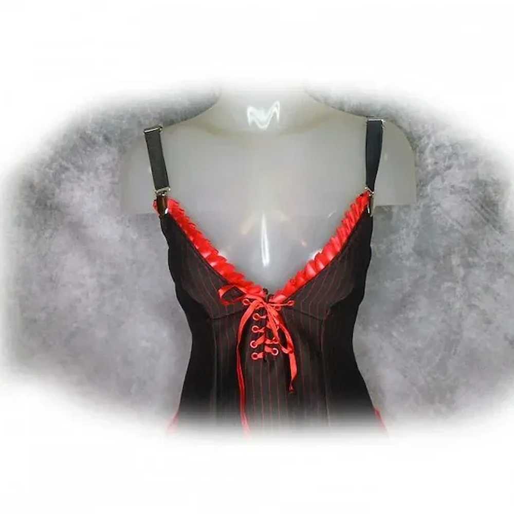 Corset Costume Red Black Pinstripe Steampunk - An… - image 3